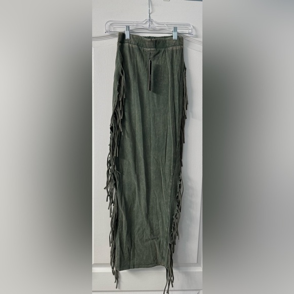 Fashion Nova Sahara Mineral Wash Stretch Maxi Skirt in Olive - Picture 6 of 10